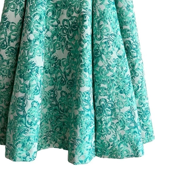 Yoana Baraschi Fit & Flare Jacquard Cocktail Dress in‎ Green Florals, Size 2 - Picture 6 of 13